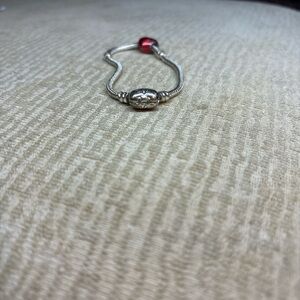 Elegant Pandora Silver and Red Women's Bracelet 6.5”